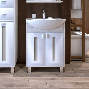 Изображение товара Тумба под раковину Бриклаер Бали 4627125412097, 60 см, напольная, цвет светлая лиственница/белый