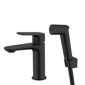 Изображение товара Смеситель Voda Shore Black SHR27HB для раковины с гигиеническим душем, черный матовый