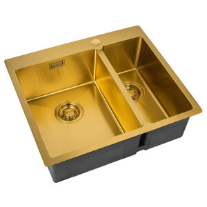 Изображение товара Кухонная мойка Zorg ZL R 590-2-510-L BRONZE/ZL R 590-2-510-R BRONZE, 59 см, нержавеющая сталь, цвет бронза PVD, основная чаша слева/справа