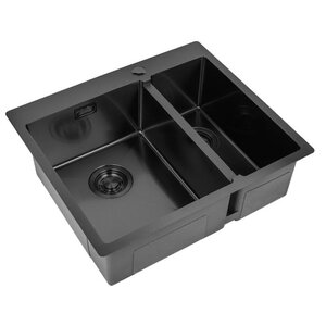 Изображение товара Кухонная мойка Zorg ZL R 590-2-510-GR с двумя чашами и покрытием PVD, 59 см