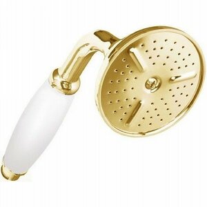 Изображение товара Душевая лейка Cezares CZR-U-D1FC-03/24-Bi, 1 режим струи, золото, ручка белая