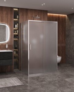 Изображение товара Душевой уголок Cezares MOLVENO-AH-12-150/90-P-Cr, 150 x 90 см, стекло текстурное, профиль хром