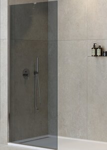 Изображение товара Душевая стенка со свободным входом Cezares Liberta-L-1-TB-80-GR-Cr, 80 см, стекло графит, профиль хром