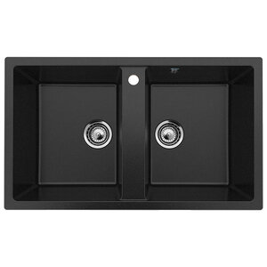 Изображение товара Кухонная мойка Ulgran U-708-308, 86 см, искусственный мрамор, черный