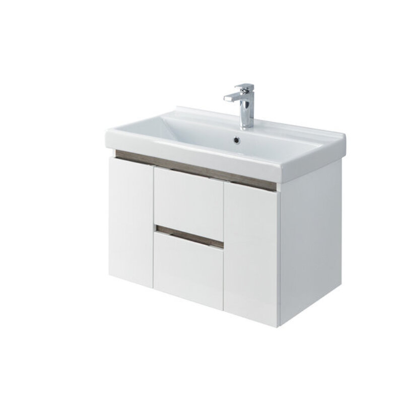 Изображение товара Тумба под раковину Aquaton Рене 1A222201NRC80, 80 см, подвесная, цвет белый/грецкий орех