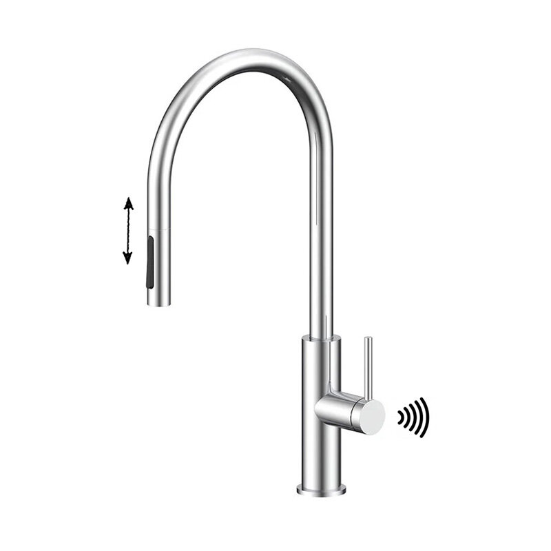 Изображение товара Смеситель для кухонной мойки Paulmark Senso Se215180-CR сенсорный с вытяжным изливом хром