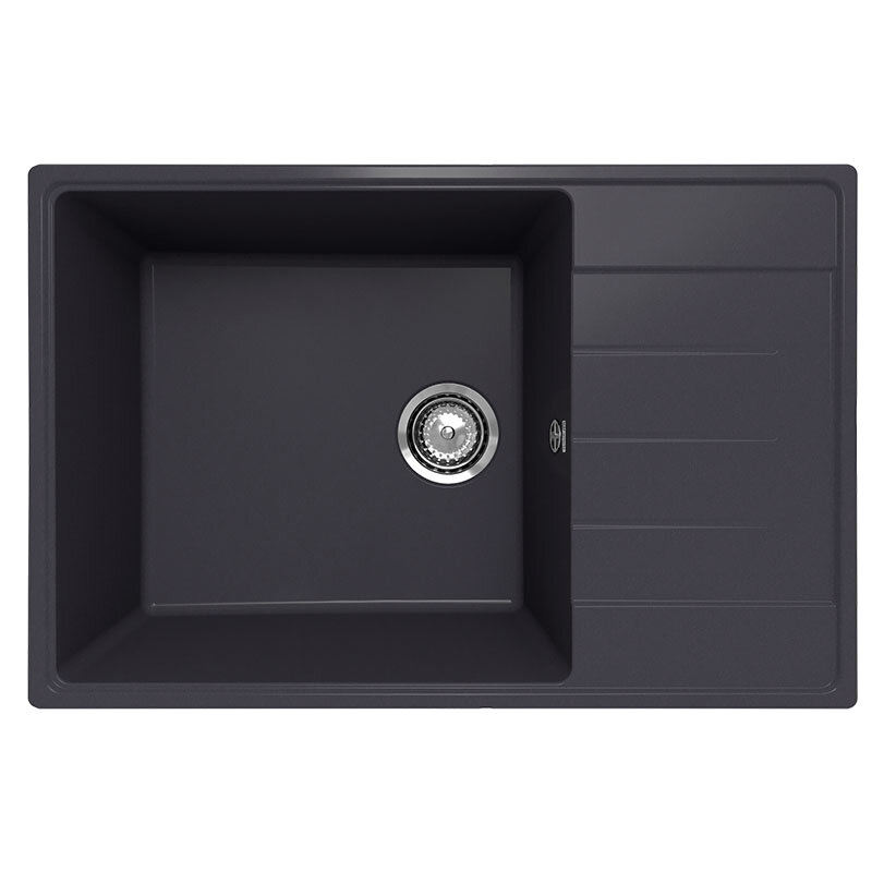 Изображение товара Мойка кухонная Ulgran Quartz Prima 760-08, 76 см, черная, кварцевый композит