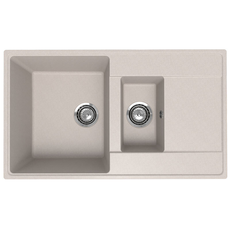 Изображение товара Кухонная мойка Ulgran Quartz Prima 860 2-секционная с крыльями бежевый Россия
