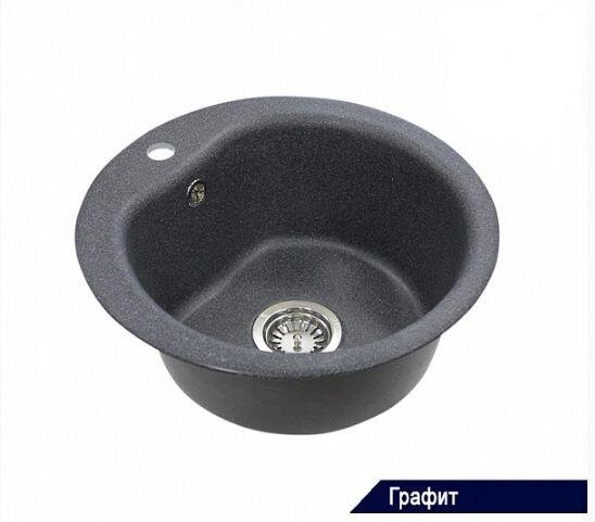 Изображение товара Кухонная мойка Акватон Мида из искусственного мрамора круглая 510 мм графит
