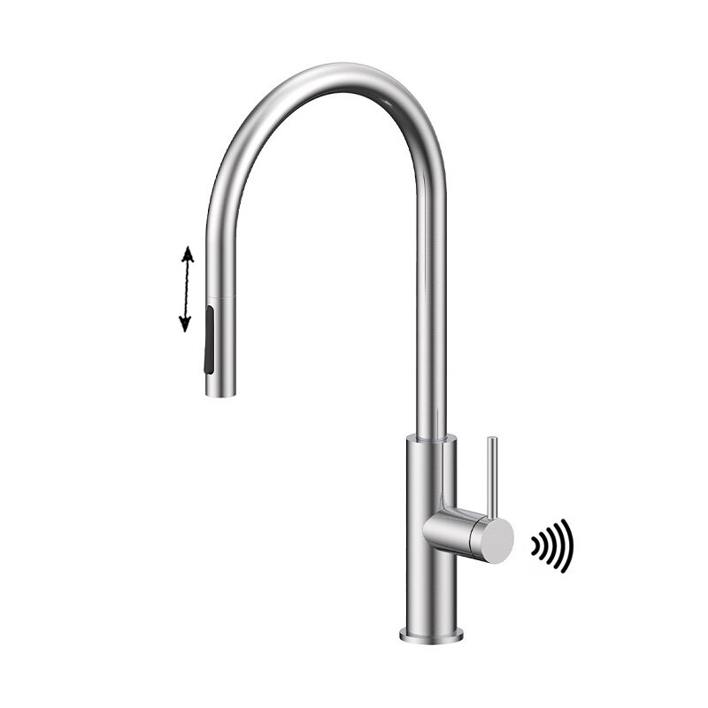 Изображение товара Смеситель для кухонной мойки Paulmark Senso Se215180-BS сенсорный с вытяжным изливом