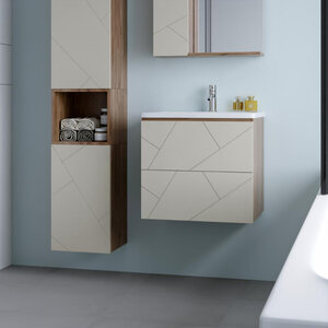 Изображение товара Тумба под раковину Бриклаер Кристалл 4627125416927, 60 см, подвесная, цвет латте