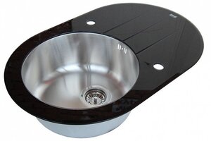 Изображение товара Круглая кухонная мойка из нержавеющей стали Zorg Inox Glass GL-7851-OV BLACK