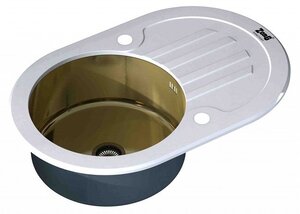 Изображение товара Кухонная мойка Zorg Inox Glass GL-7851-OV с стеклянной вставкой, белая и бронзовая