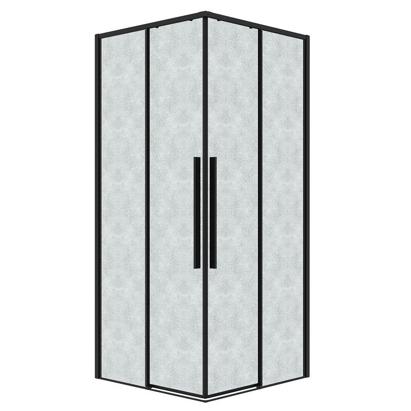 Изображение товара Душевой уголок Grossman Galaxy 300 с раздвижными дверями, 80x80 см, стекло шиншилла, черный матовый
