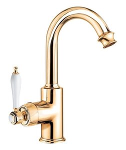 Изображение товара Смеситель для раковины Cezares Aphrodite-LS2-02-Bi, золото, белая ручка
