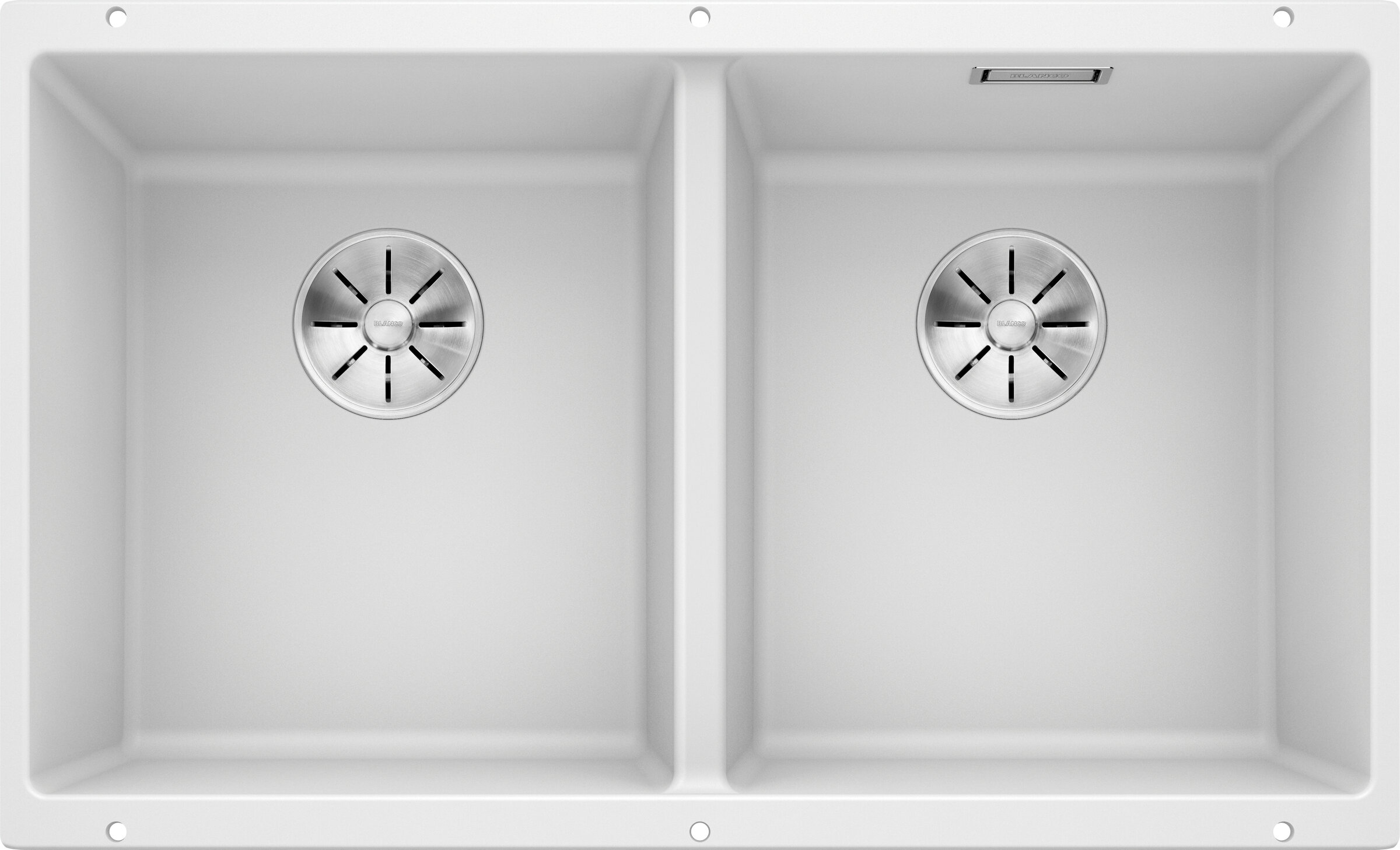 Изображение товара Мойка Blanco Subline 350/350-U белая врезная для кухни с двумя чашами