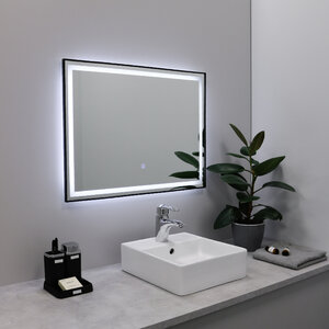 Изображение товара Зеркало Fixsen LED FX-2080B, 80 см, с подсветкой LED, сенсорный выключатель, цвет черный