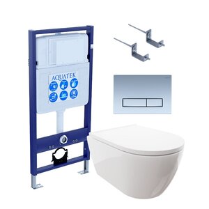 Изображение товара Подвесной унитаз безободковый с мягким закрытием и системой инсталляции Aquatek