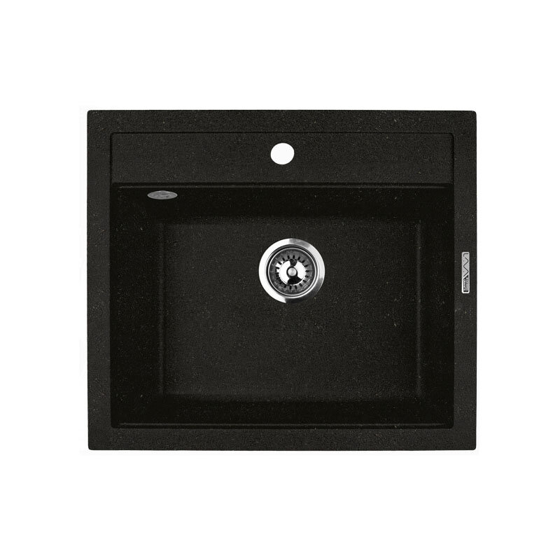 Изображение товара Кухонная мойка Lava Q2LAV из искусственного гранита черный металлик 56х50,5 см