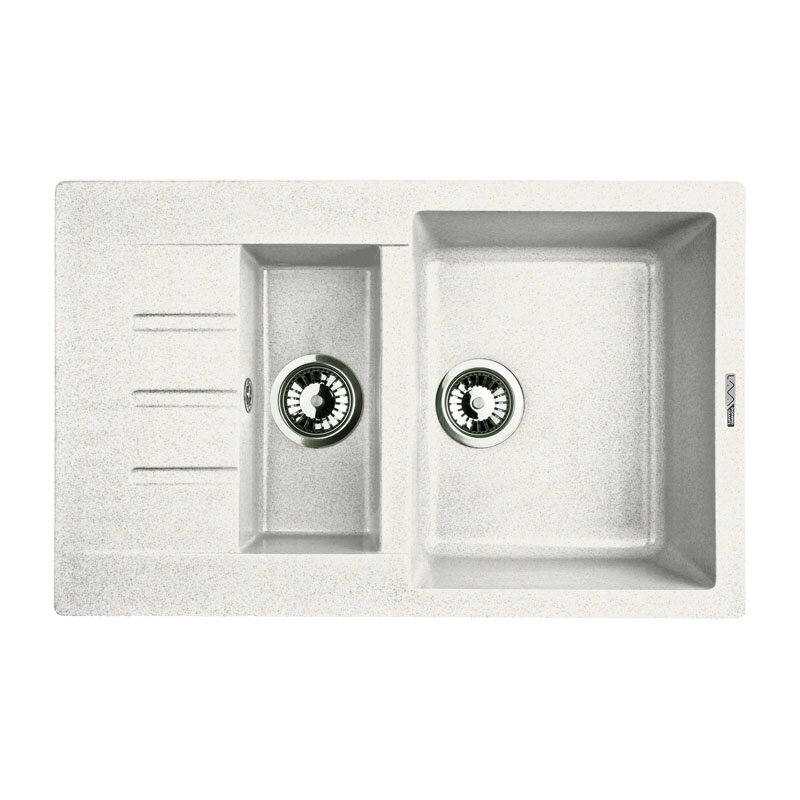 Изображение товара Кухонная мойка Lava D2.LAT из искусственного камня белая с двумя раковинами