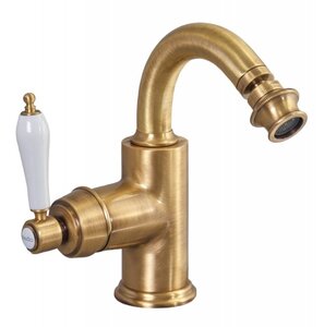 Изображение товара Смеситель для биде Cezares Aphrodite-BS2-02-Bi, с донным клапаном, бронза, ручка белая