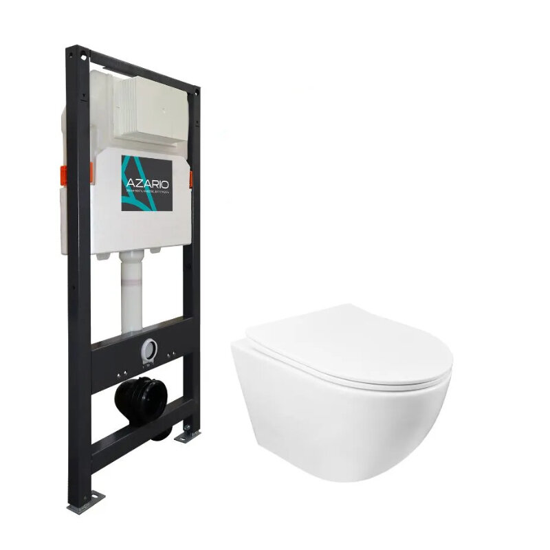 Изображение товара Комплект инсталляция Azario AZ-501A с безободковым унитазом Azario Grado AZ-0046SP белый