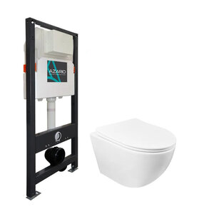 Изображение товара Комплект инсталляция Azario AZ-501A с безободковым унитазом Azario Grado AZ-0046SP, с сиденьем микролифт, белый, AZ-501A+AZ-0046SP