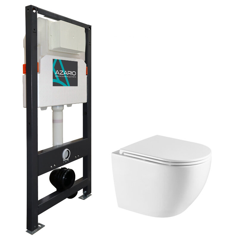 Изображение товара Комплект инсталляция Azario AZ-501A с безободковым унитазом Navio AZ-0074 и сиденьем микролифт