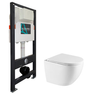 Изображение товара Комплект инсталляция Azario AZ-501A с безободковым унитазом Azario Navio AZ-0074, с сиденьем микролифт, белый, AZ-501A+AZ-0074