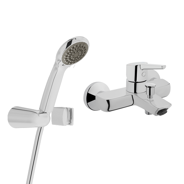 Изображение товара Современный смеситель для ванны и душа Vitra Stern 458655 с душевым гарнитуром хром