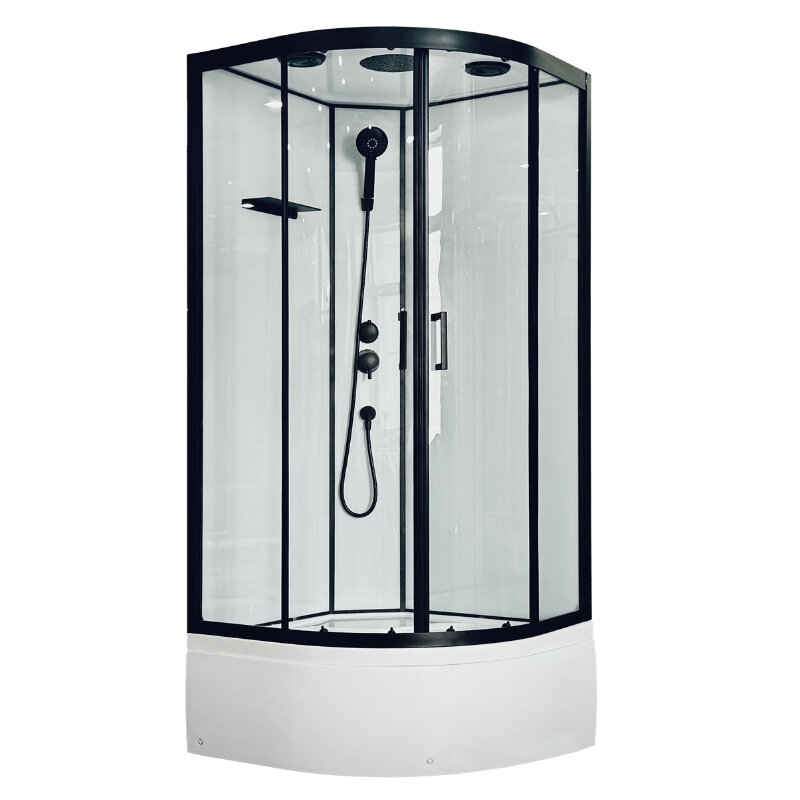 Изображение товара Душевая кабина FATO RB100CK-T-BL 100x100 см раздвижная стекло белый профиль черный
