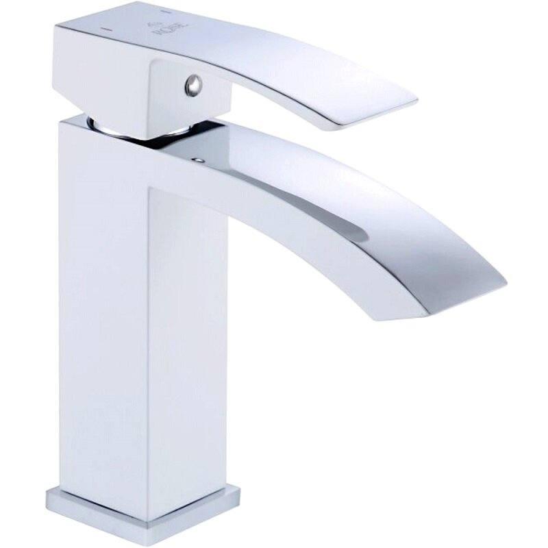 Изображение товара Смеситель для раковины Rose R1501F, белый/хром, однорычажный, гарантия 5 лет