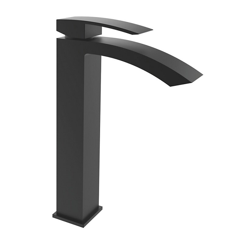 Изображение товара Смеситель для раковины Rose R1511H черный, монтаж на одно отверстие, каскадный излив