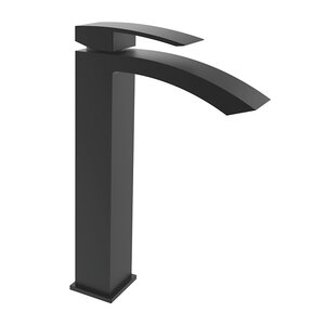 Изображение товара Смеситель для раковины Rose R1511H черный, монтаж на одно отверстие, каскадный излив