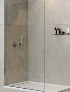 Изображение товара Душевая стенка со свободным входом Cezares Liberta-L-1-TB-125-C-Cr, 125 см, стекло прозрачное, профиль хром