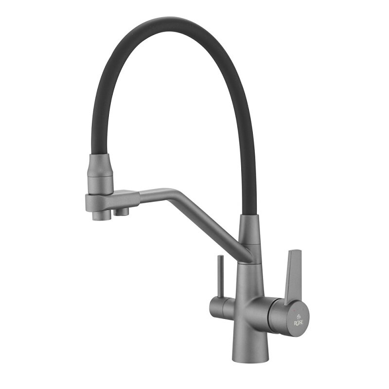 Изображение товара Смеситель Rose R558Y для кухонной мойки с фильтром, серый Gunmetal