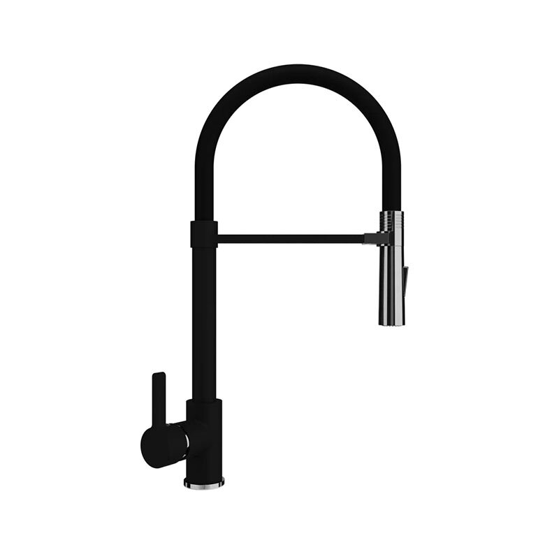 Изображение товара Смеситель для кухонной мойки Ulgran Quartz UQ-024-07, матовый черный, поворотный излив