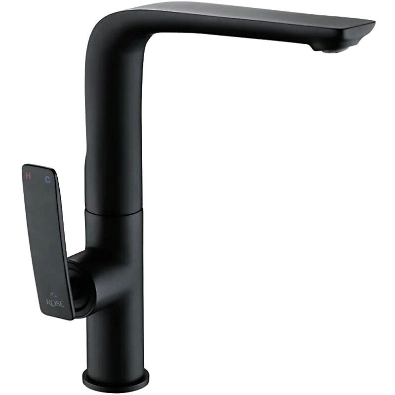Изображение товара Смеситель для кухонной мойки Rose R2713H черный 23 см вращающийся излив с однорычажным управлением