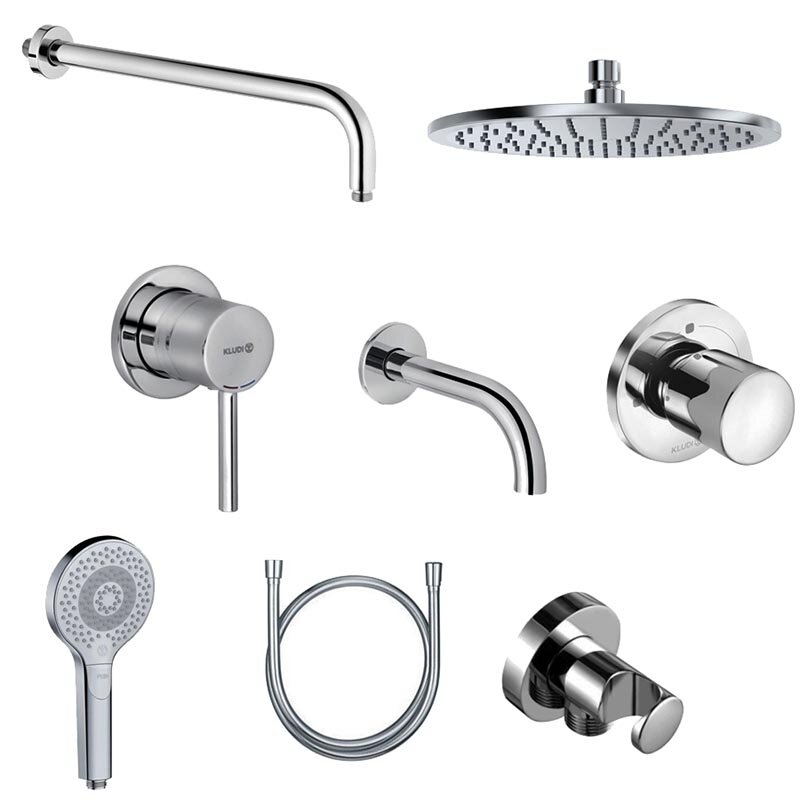 Изображение товара Душевая система Kludi Bozz 386340576, верхний душ 25 см, хром
