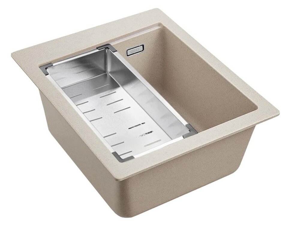 Изображение товара Мойка кухонная Emar Quartz EMQ-1420.Q Берилл, 42 см, искусственный камень, коландер в комплекте