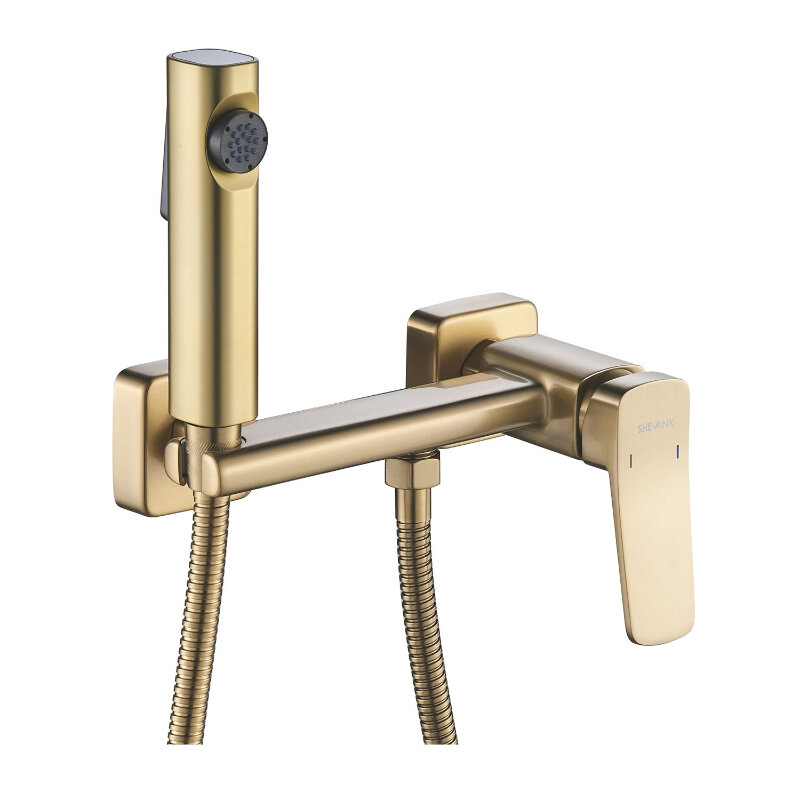 Изображение товара Гигиенический душ Shevanik S9905G-1 со смесителем, цвет золотой сатин, монтаж на стену