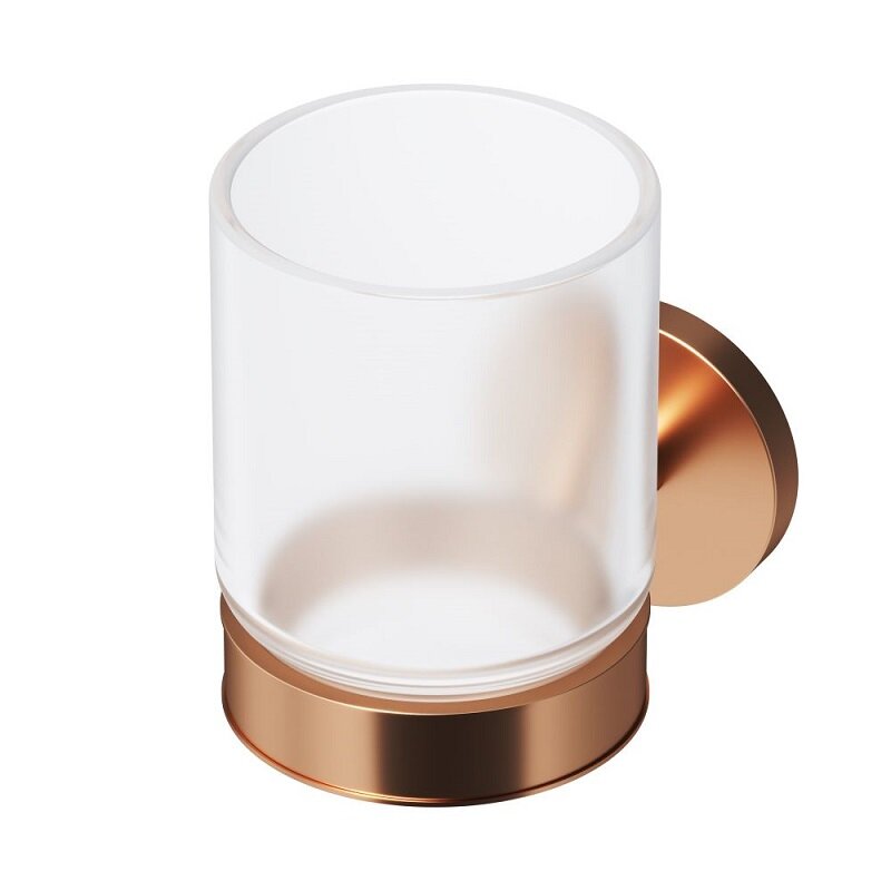 Изображение товара Стеклянный стакан Am.Pm X-Joy с настенным держателем розовое золото