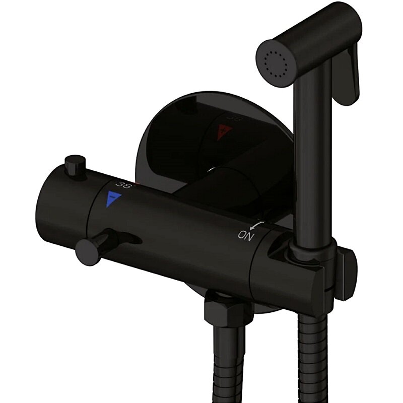 Изображение товара Гигиенический душ Rose R915H с термостатом, черный матовый