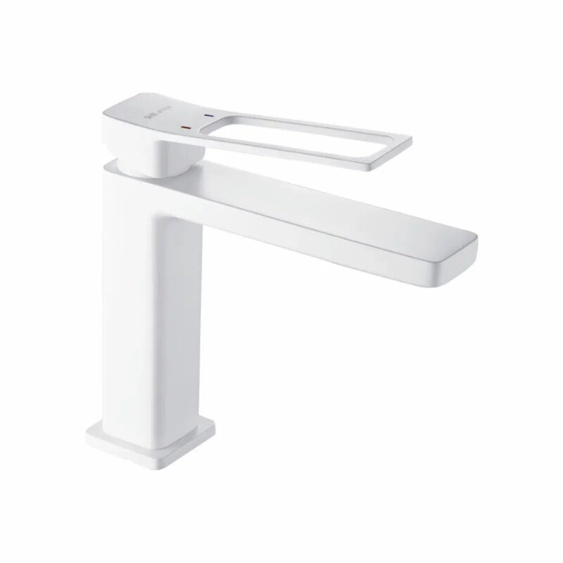 Изображение товара Смеситель для раковины Shevanik S6901C белый с фиксированным изливом 19.1 см