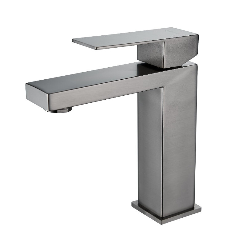 Изображение товара Смеситель для раковины Shevanik S7001T вороненая сталь gunmetal с режимом экономии воды