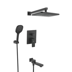 Изображение товара Душевая система Rose R2835H черная с тропическим и ручным душем 5 лет гарантии