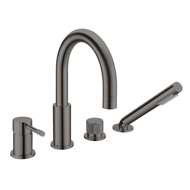 Изображение товара Смеситель Boheme 460-GM на борт ванны, gunmetal, 4 отверстия, лейка в комплекте