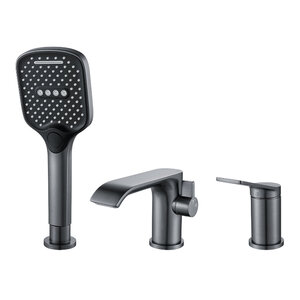 Изображение товара Смеситель для ванны и душа Shevanik S4112T, на борт ванны, вороненая сталь, gunmetal