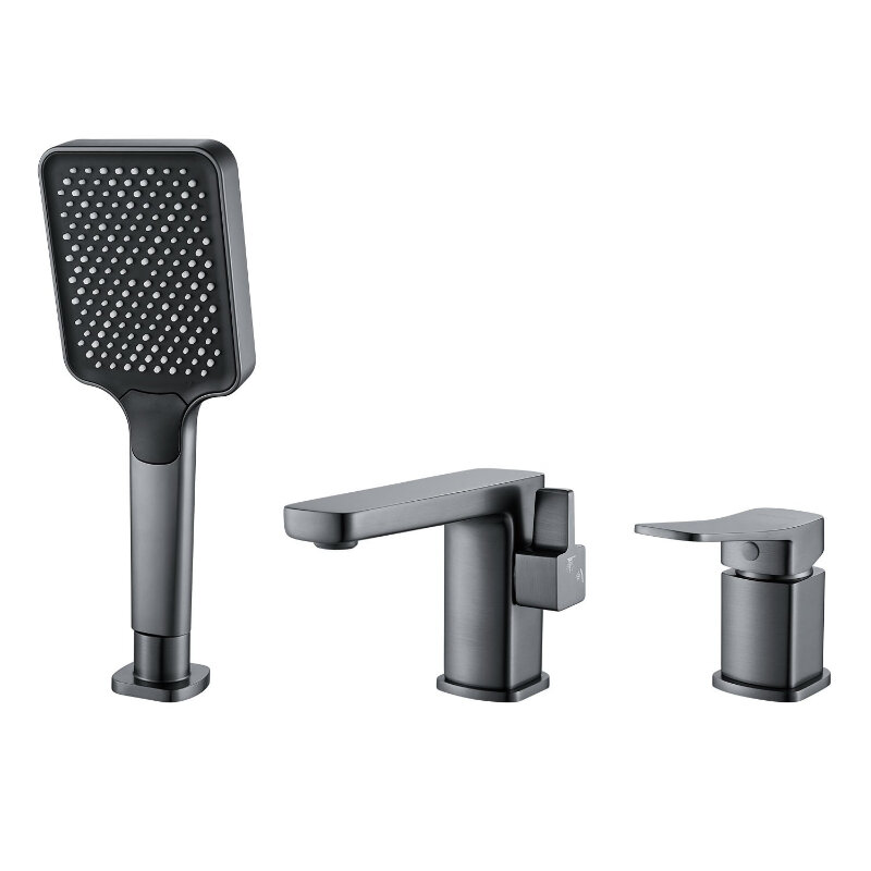 Изображение товара Смеситель для ванны и душа Shevanik S9912T, вороненая сталь, gunmetal, монтаж на борт ванны