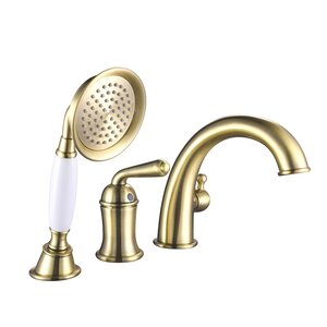 Изображение товара Смеситель на борт ванны Rose R0212E, с душевым гарнитуром, золото